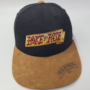 Vintage Red Baron Hat Snapback (Fits Small) Black Brown Pizza Bake to Rise 90s